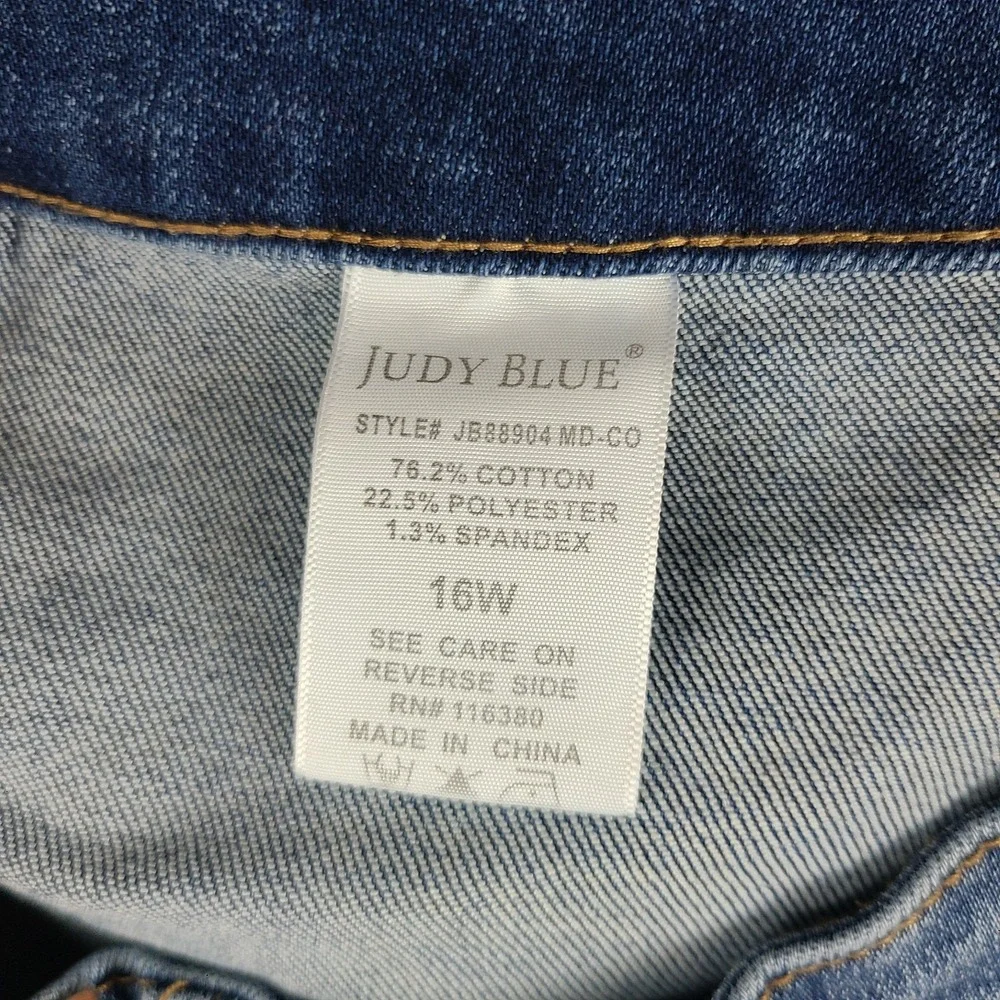 Judy Blue Jeans Womens 16W Blue Wide Leg Crop Dark Wash Denim JB88904